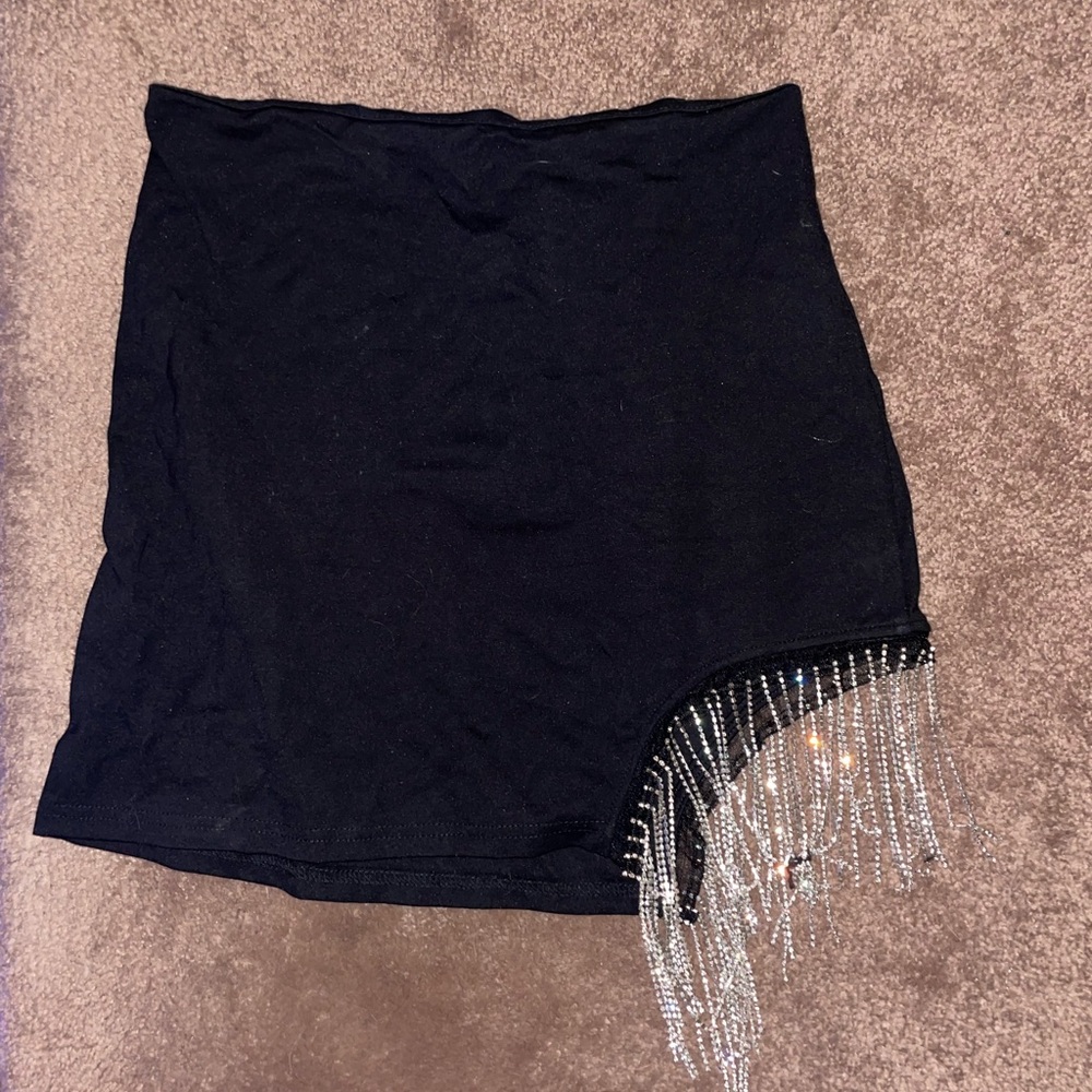 Black Fringe Sequence Skirt